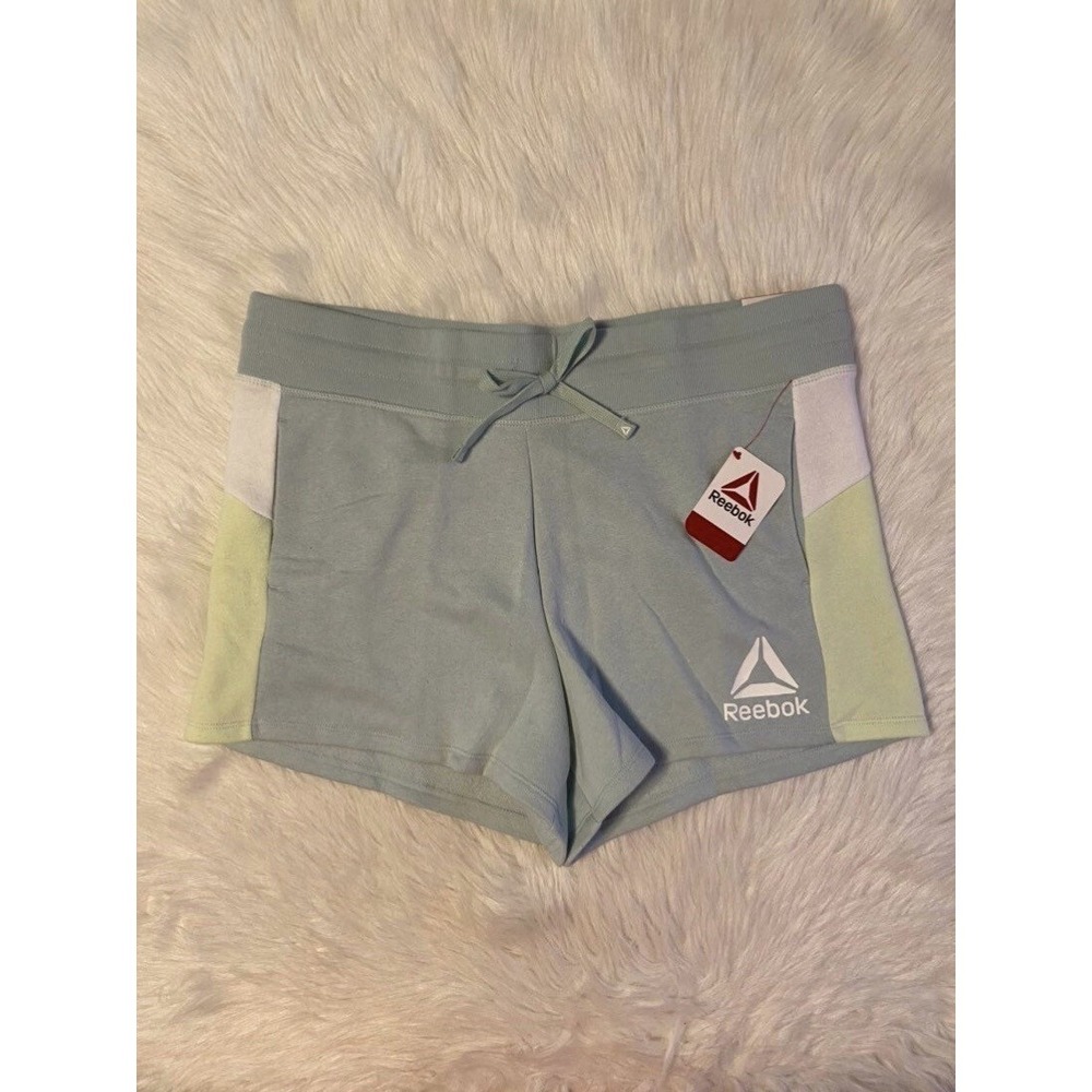 Reebok Shorts Womens Size XL Green White Relaxed Sweat Short